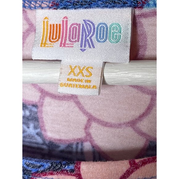 LuLaRoe XXS Blue Floral Stretch Midi Dress Short Sleeve Casual - Picture 5 of 8